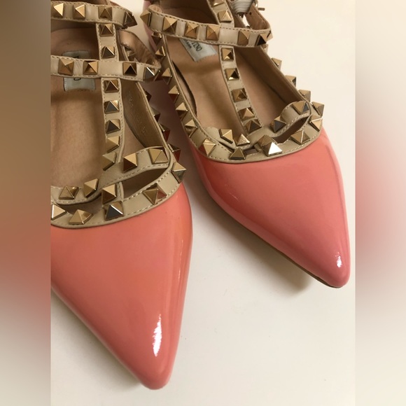 Valentino Garavani Patent Rockstud Caged Ballet Flats - Picture 2 of 4